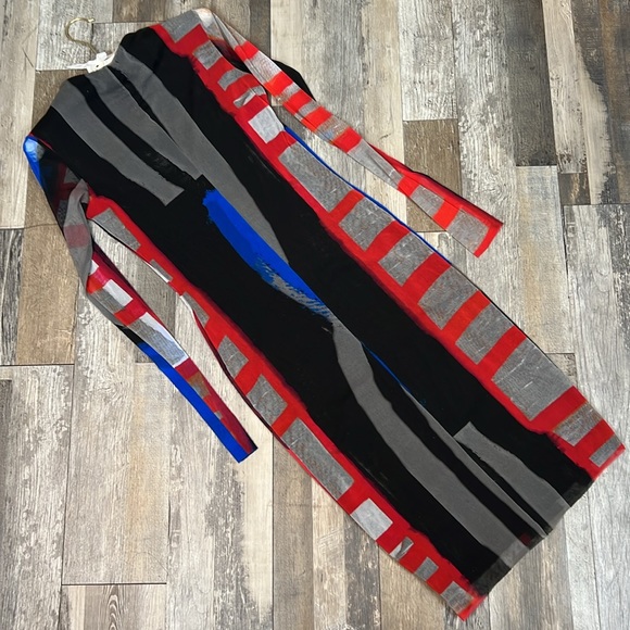 PETIT POIS BY VIVIANA G MESH DRESS multicolor stretch long sleeve midi size S - Picture 5 of 16